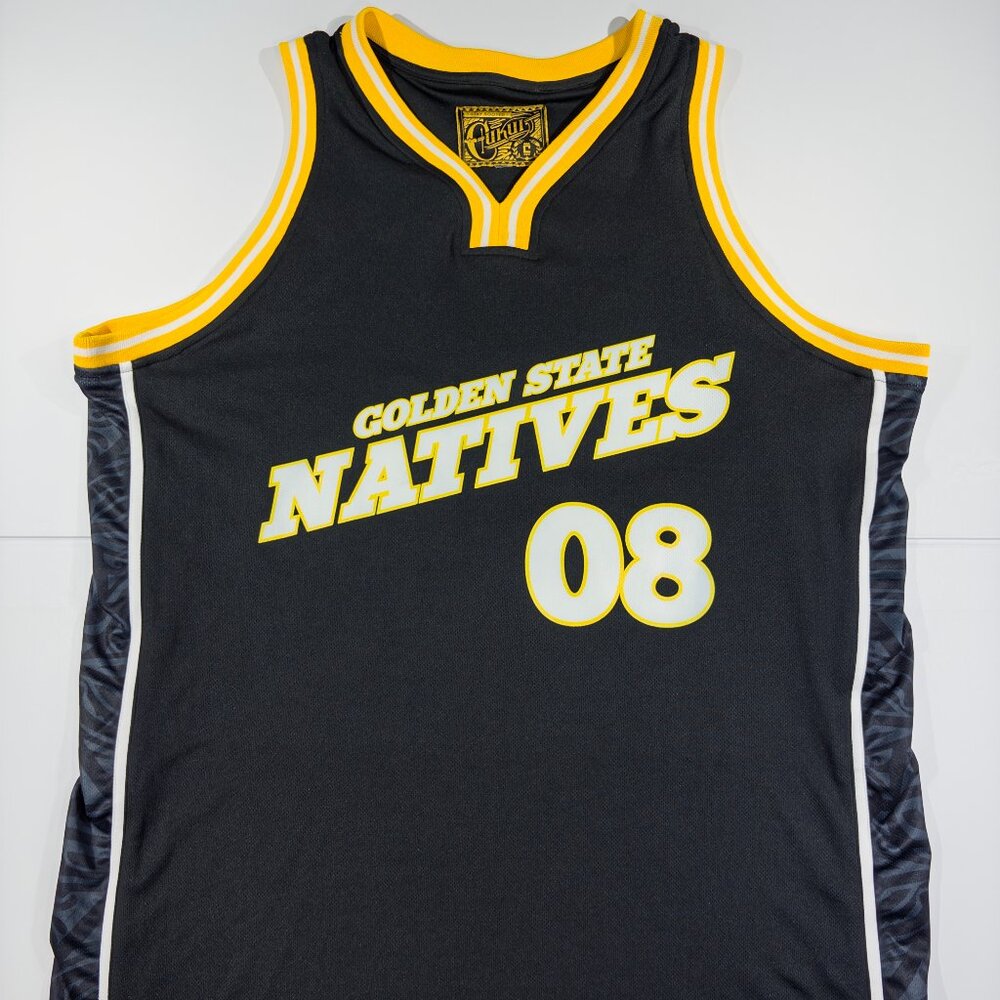 Cukui Golden State Natives #08 Basketball Jersey Black Yellow Tribal Limited